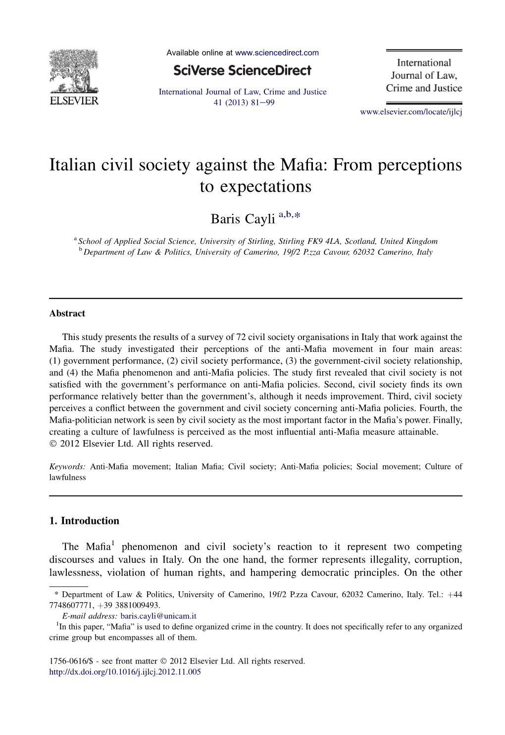 Italian Civil Society Against the Mafia