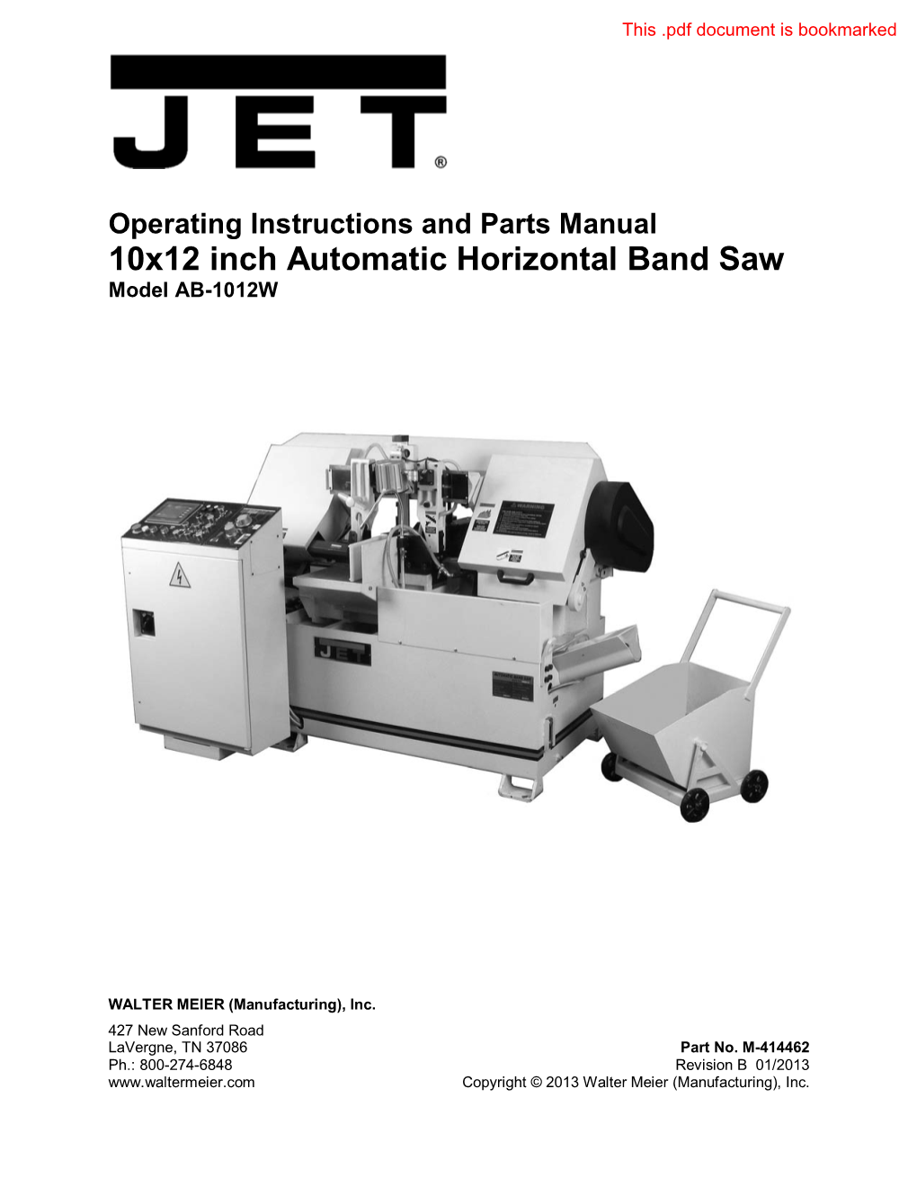 10X12 Inch Automatic Horizontal Band Saw Model AB-1012W