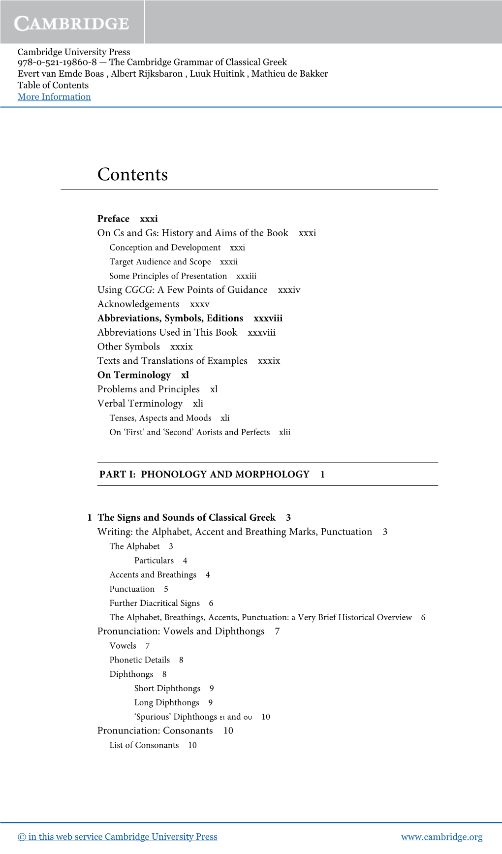 Table of Contents More Information