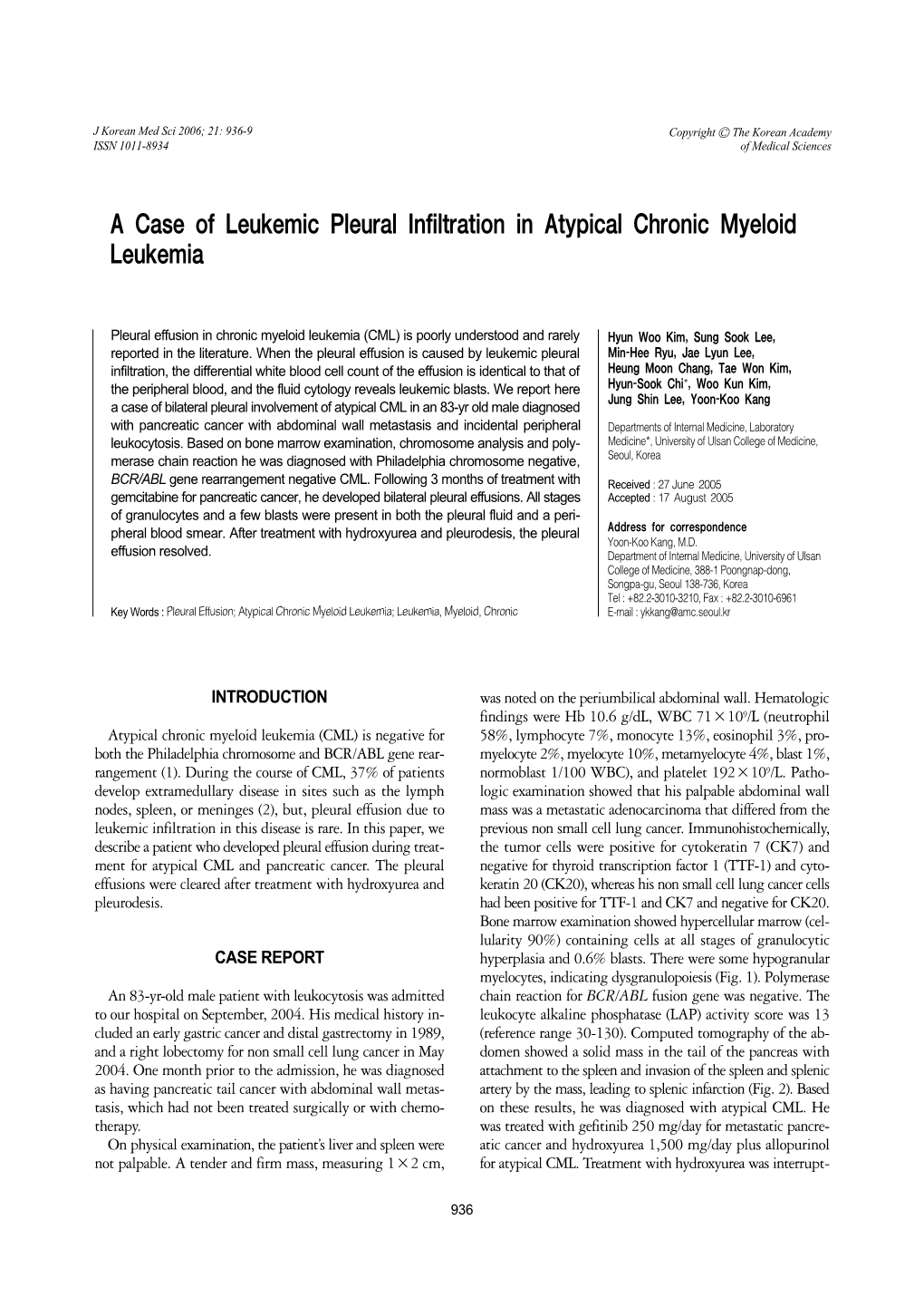 A Case of Leukemic Pleural Infiltration in Atypical Chronic Myeloid Leukemia