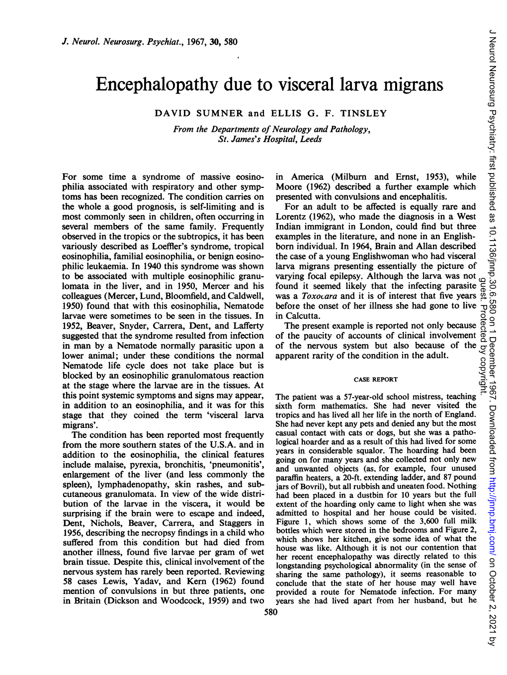 Encephalopathy Due to Visceral Larva Migrans