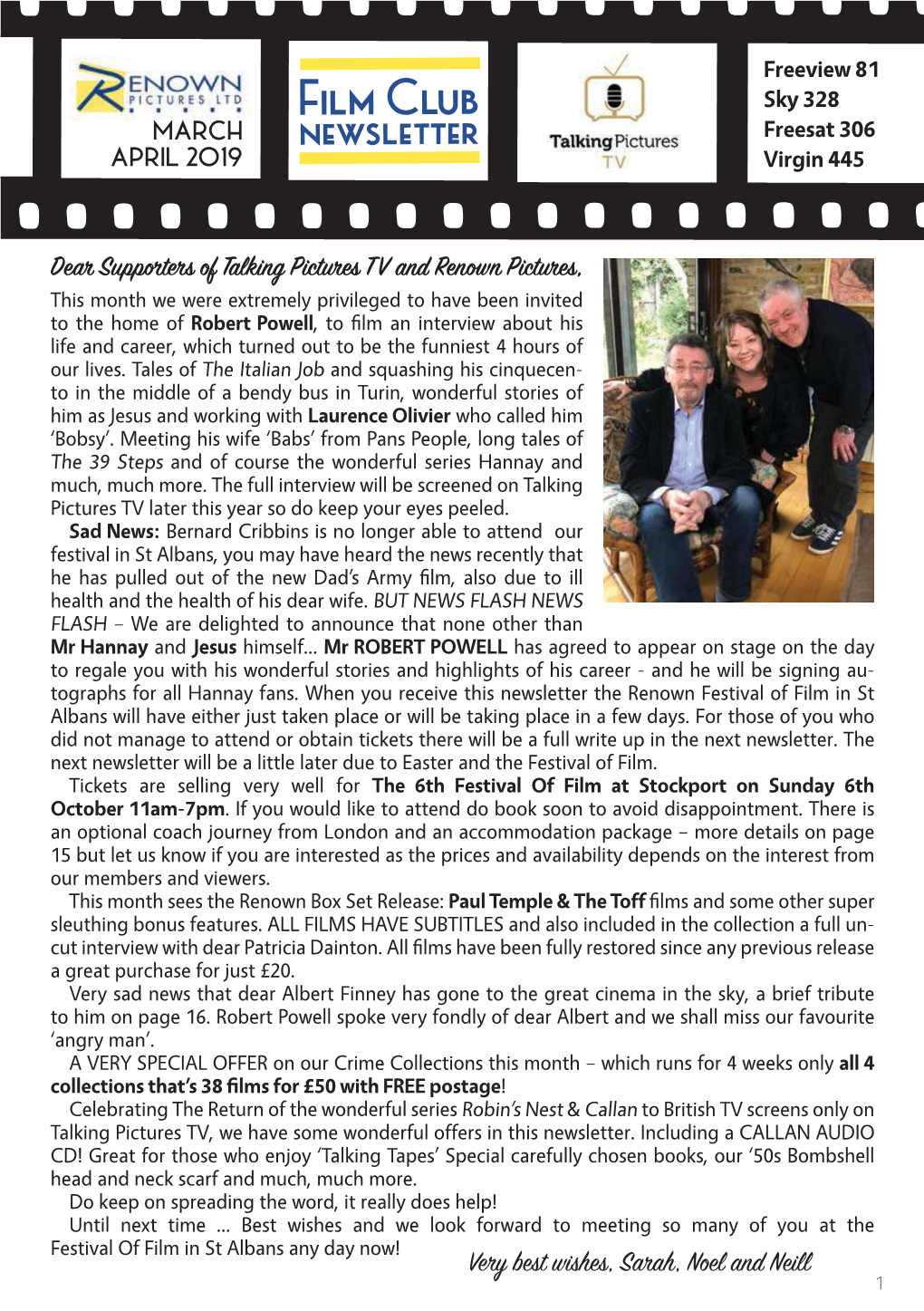 Film Club Sky 328 MARCH Newsletter Freesat 306 APRIL 2019 Virgin 445