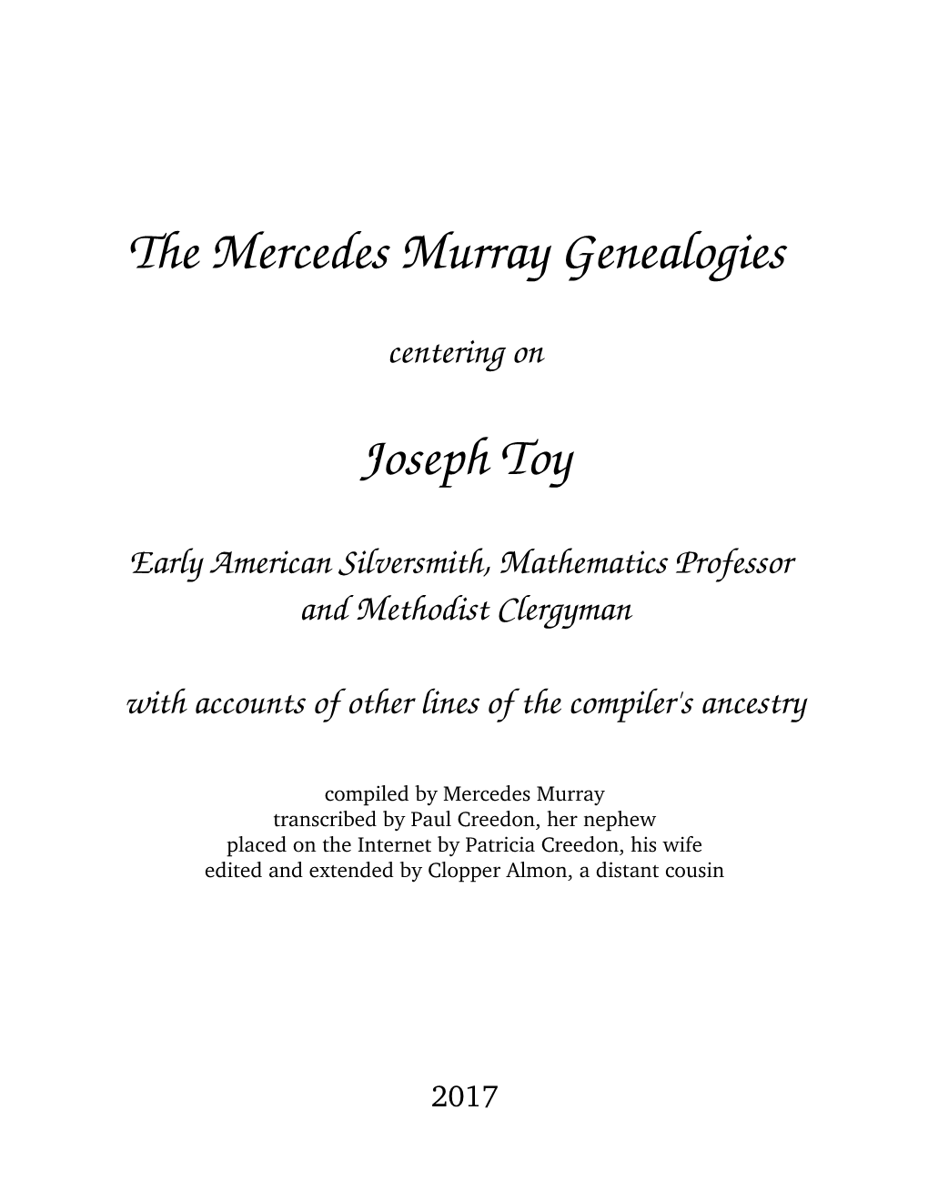 The Mercedes Murray Genealogies Joseph