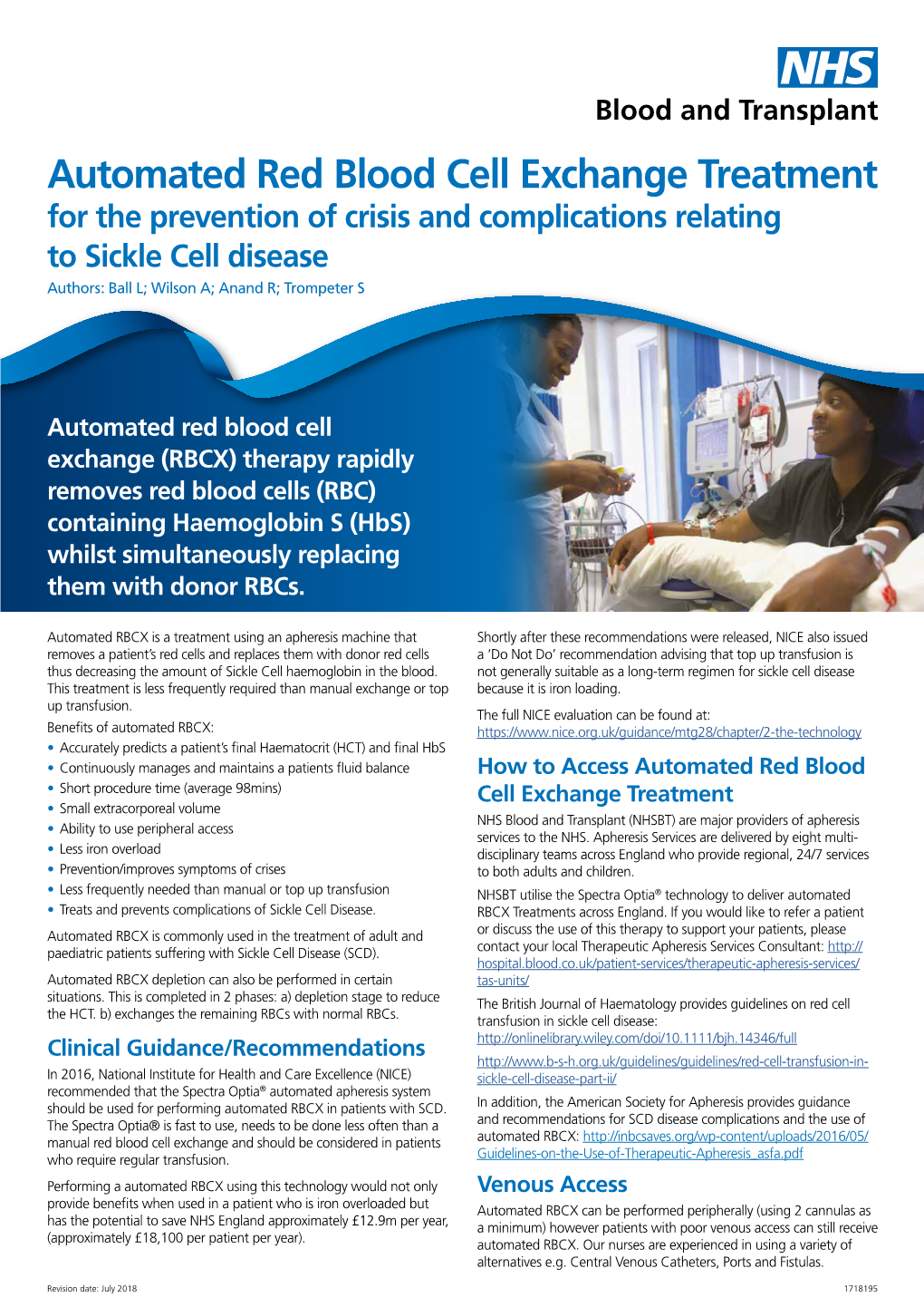 Automated Red Blood Cell Exchange Treatment