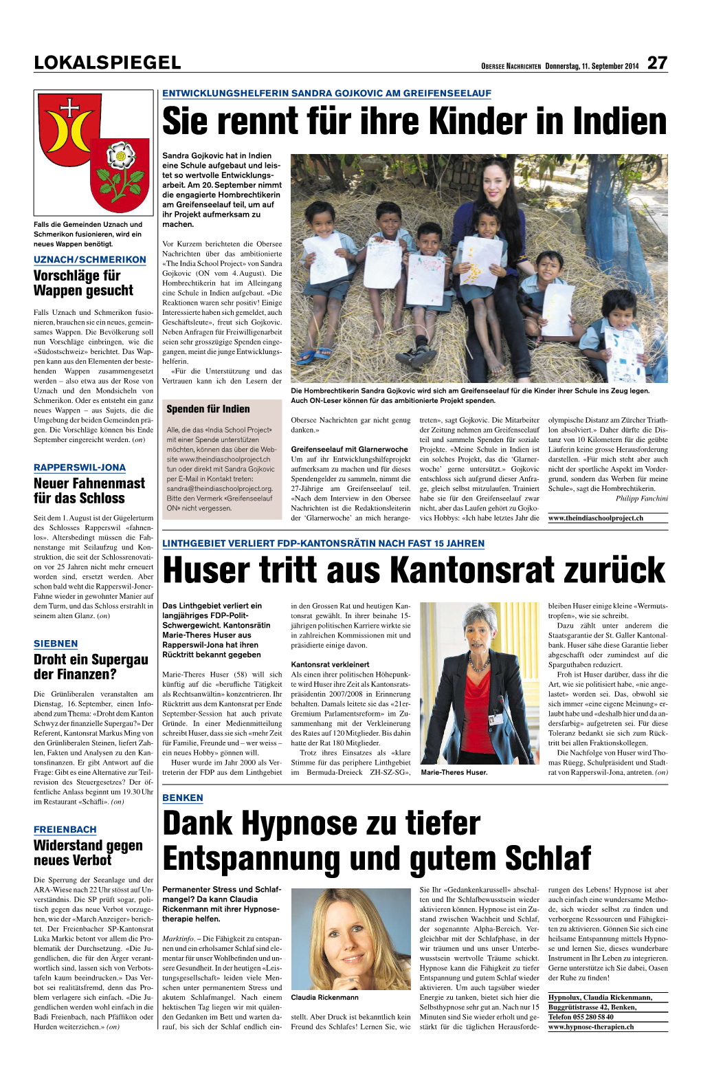 Obersee Nachrichten, 11.9.2014