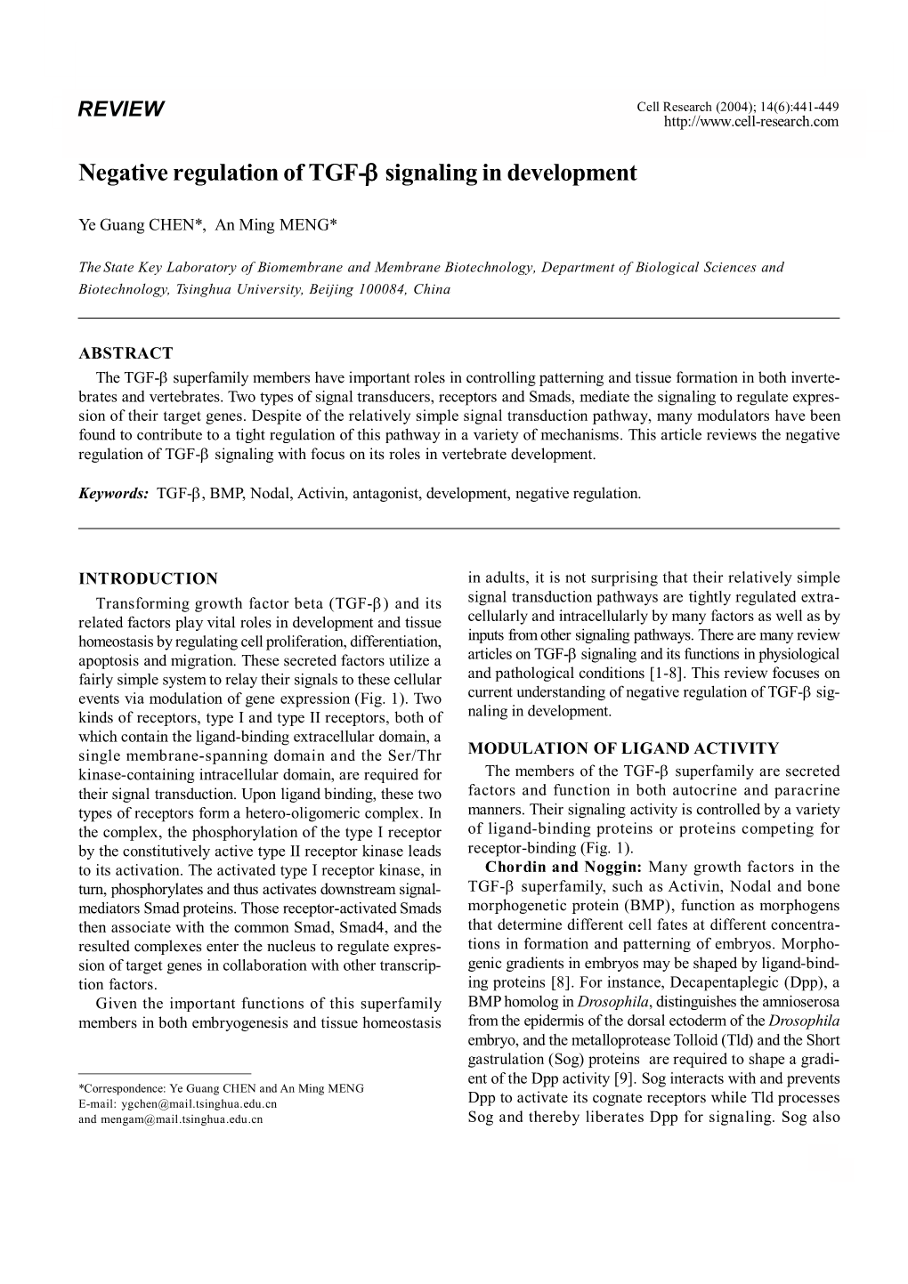 Negative Regulation of TGF-Β Signaling in Development