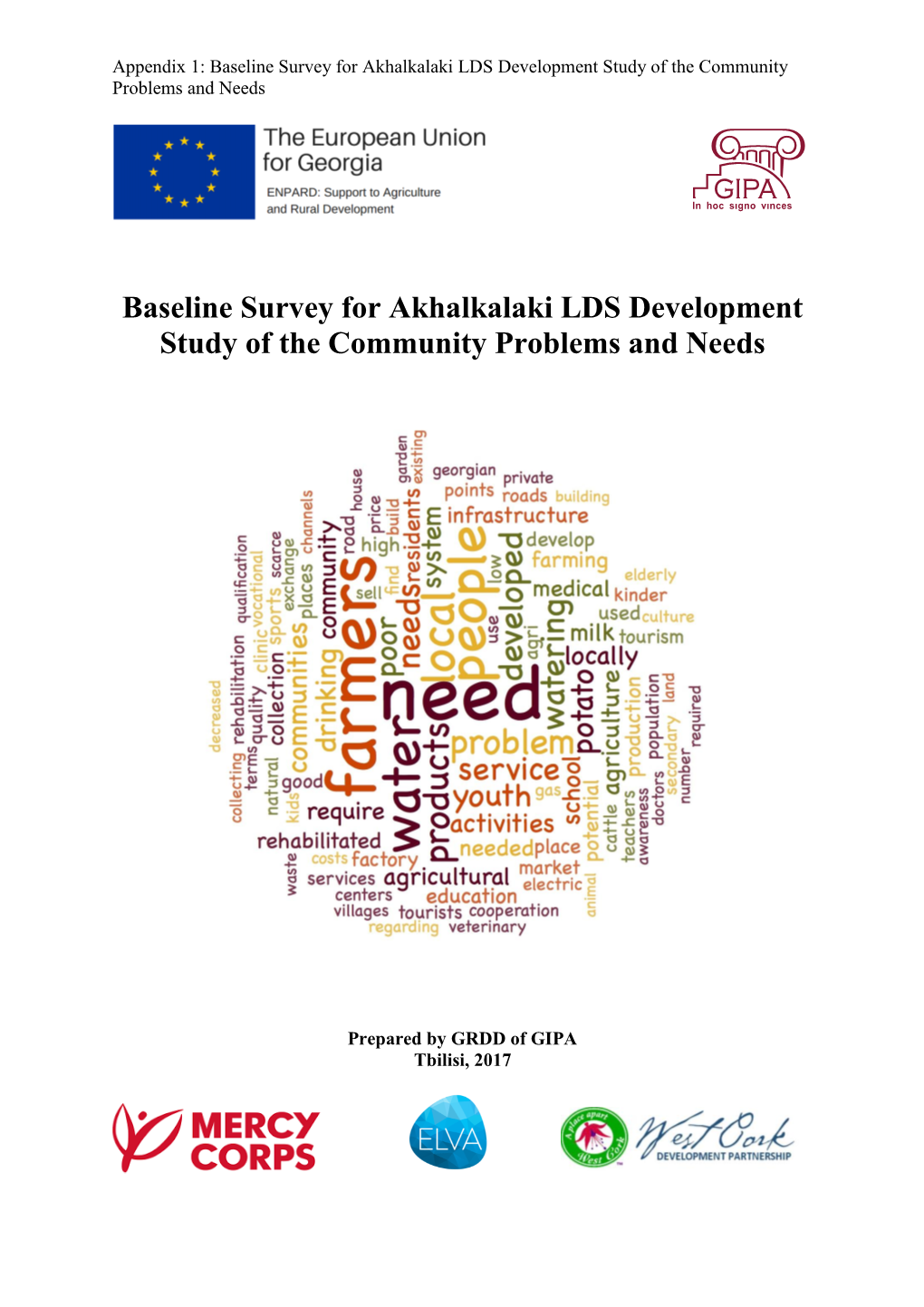 Appendix 1. Baseline Survey for Akhalkalaki LDS Development