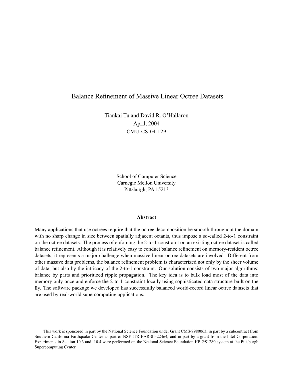 Balance Refinement of Massive Linear Octree Datasets