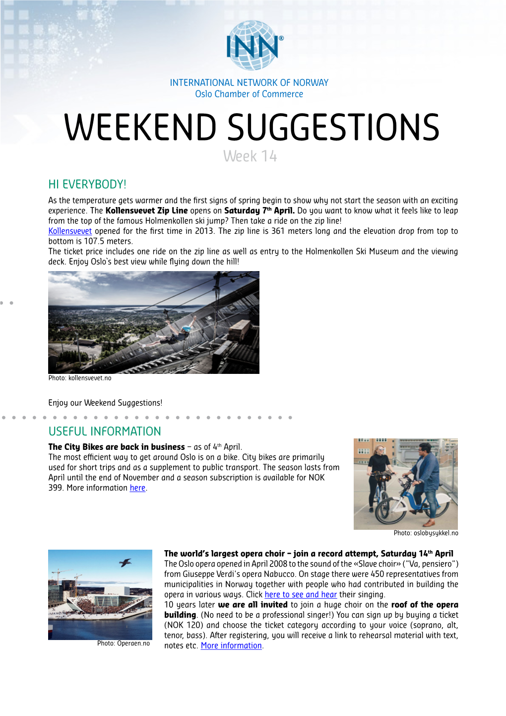 WEEKEND SUGGESTIONS Week 14