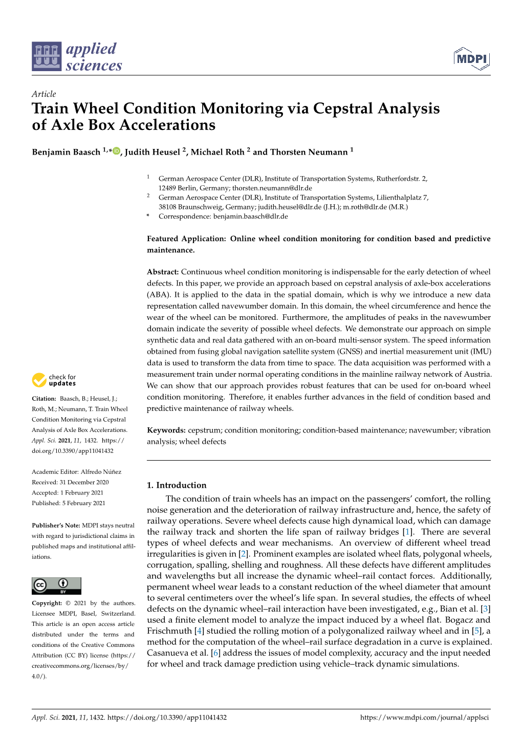 Train Wheel Condition Monitoring Via Cepstral Analysis of Axle Box Accelerations
