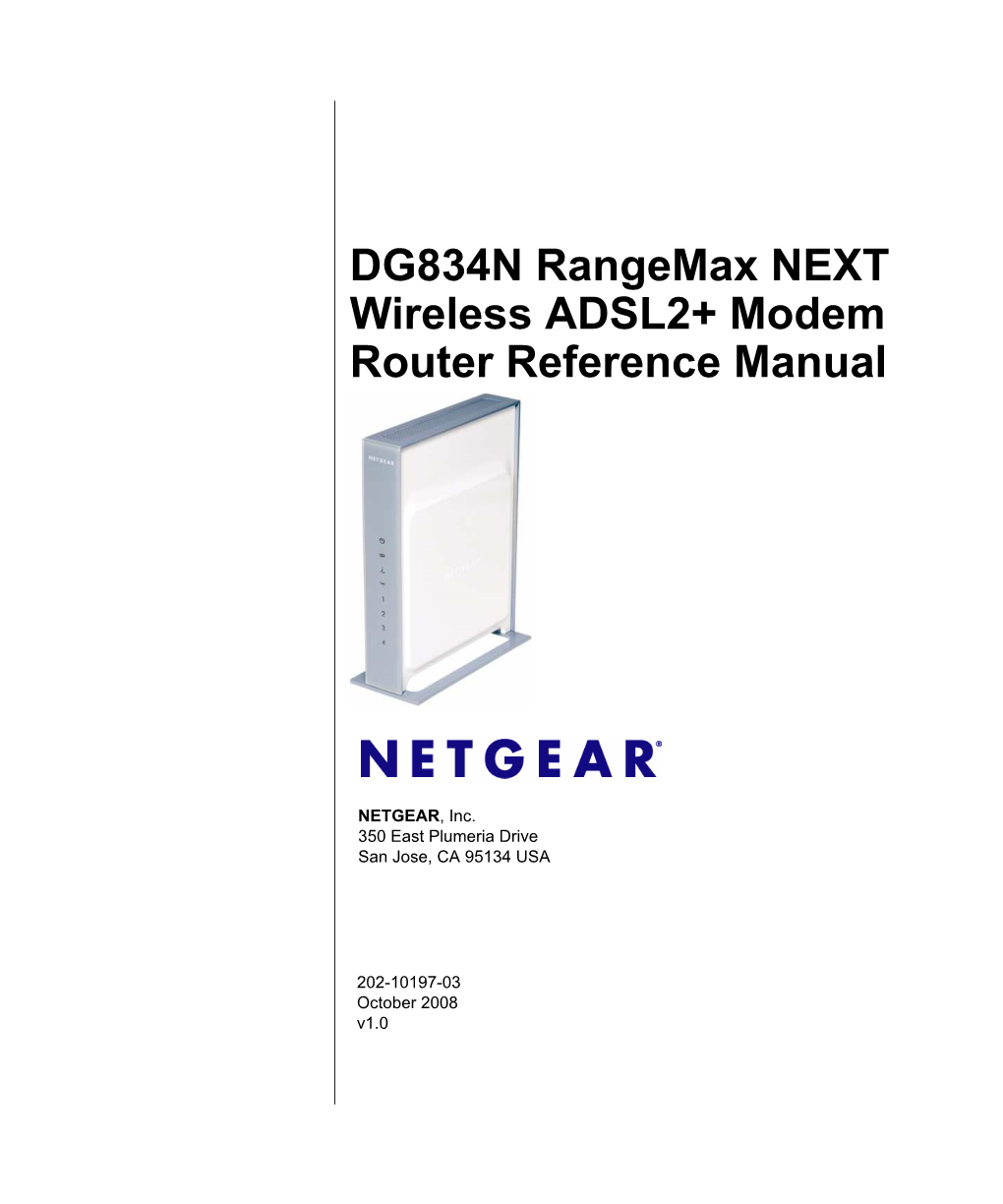 DG834N Rangemax NEXT Wireless ADSL2+ Modem Router Reference Manual