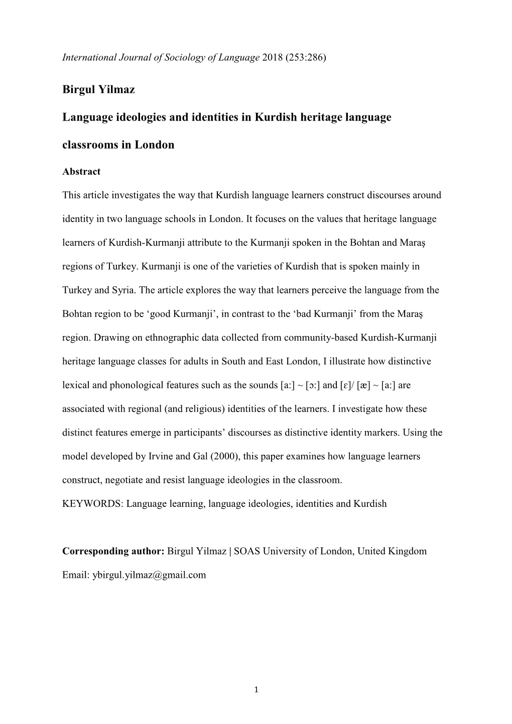 Birgul Yilmaz Language Ideologies and Identities in Kurdish Heritage