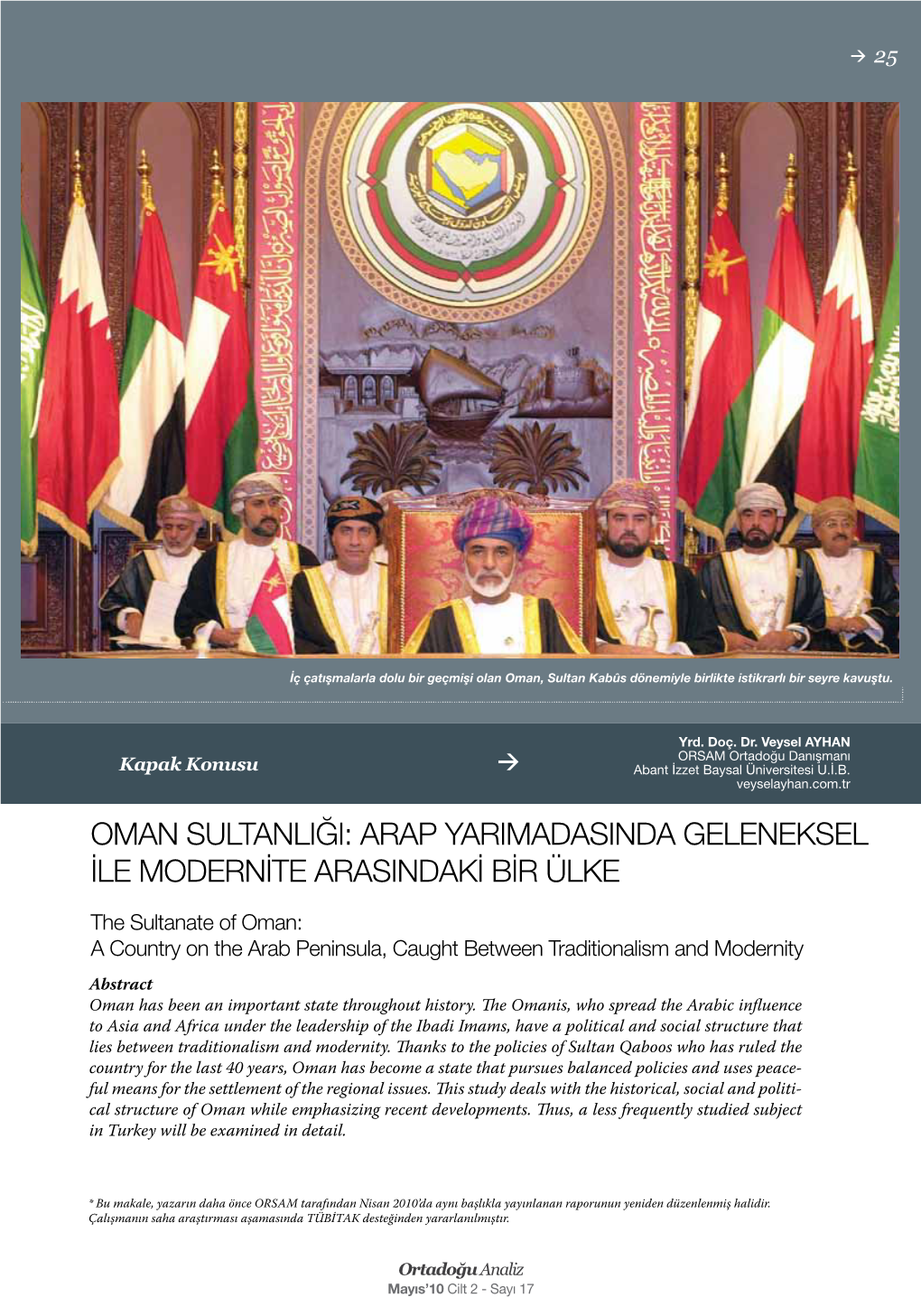 Oman Sultanliği: Arap Yarimadasinda Geleneksel Ile Modernite Arasindaki Bir Ülke