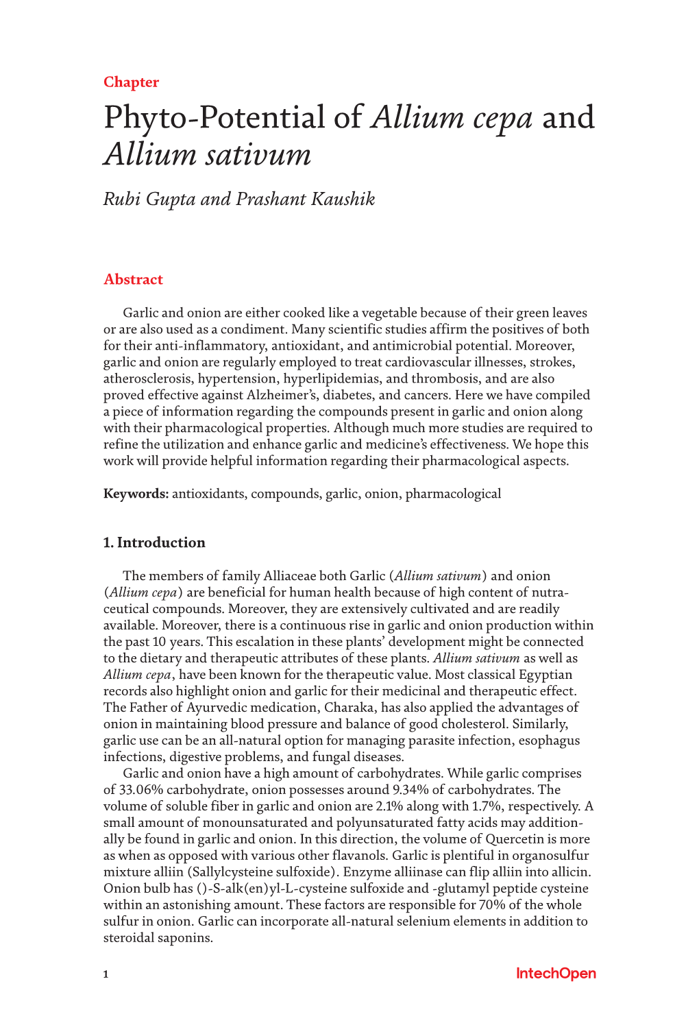 Phyto-Potential of Allium Cepa and Allium Sativum Rubi Gupta and Prashant Kaushik