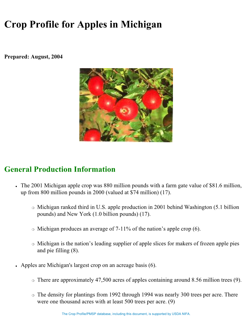 Crop Profile for Apples in Michigan