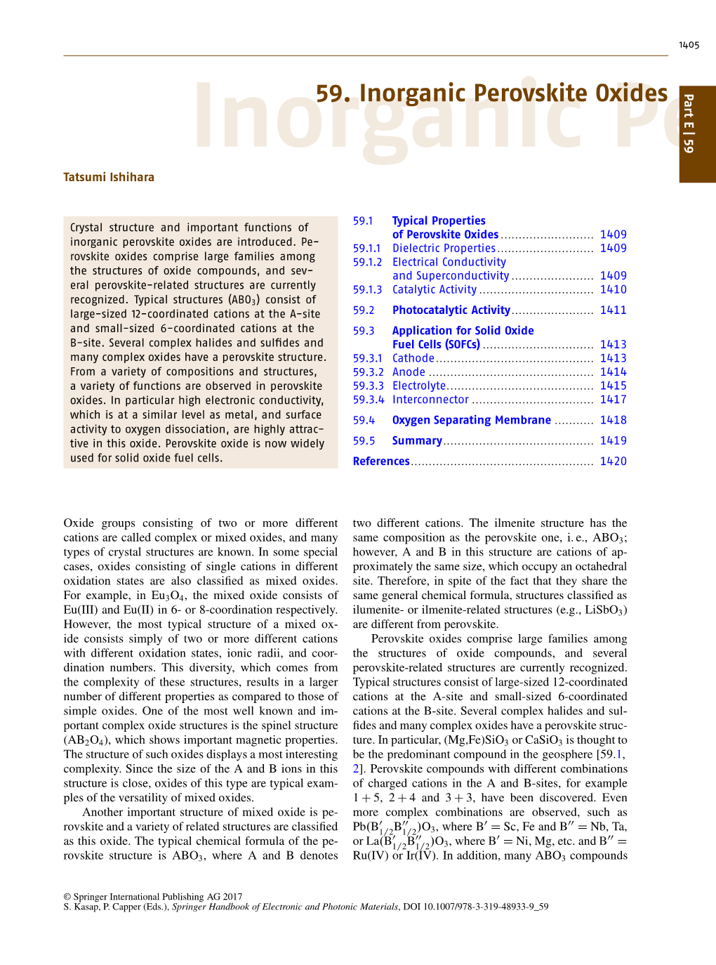 59. Inorganic Perovskite Oxides Pe 59 | E Part R Tatsumi Ishihara