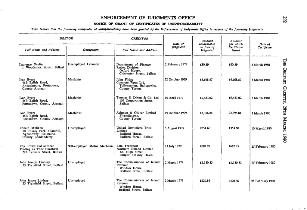 ENFORCEMENT of JUDGMENTS OFFICE Wg