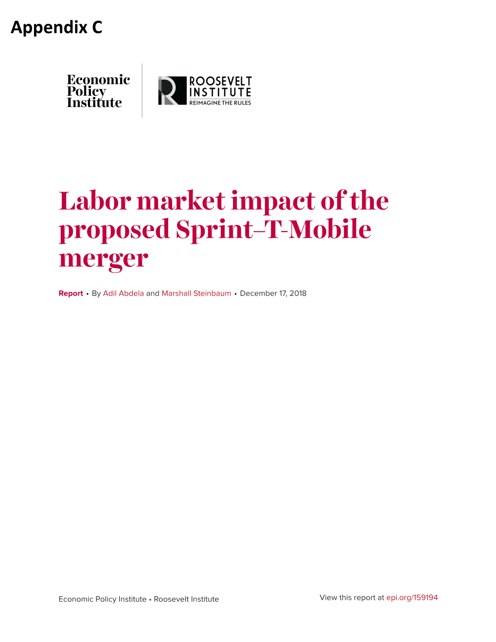 Labor Market Impact of the Proposed Sprint–T-Mobile Merger