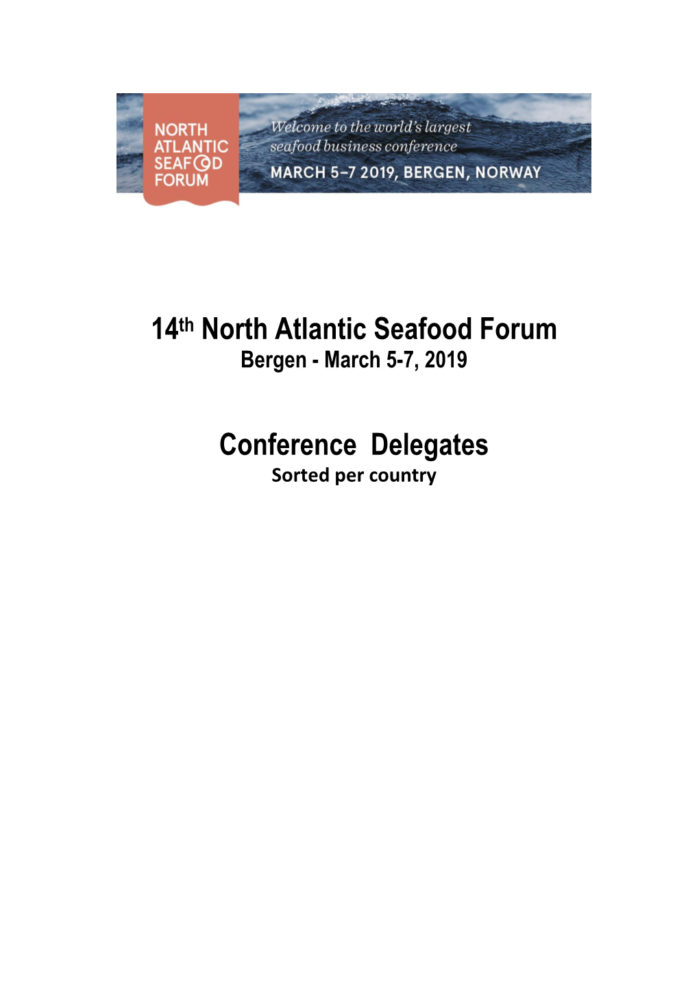 14Th North Atlantic Seafood Forum Conference Delegates