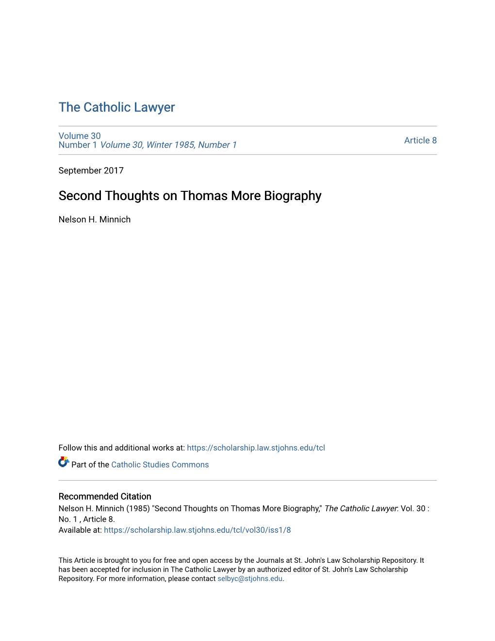 Second Thoughts on Thomas More Biography