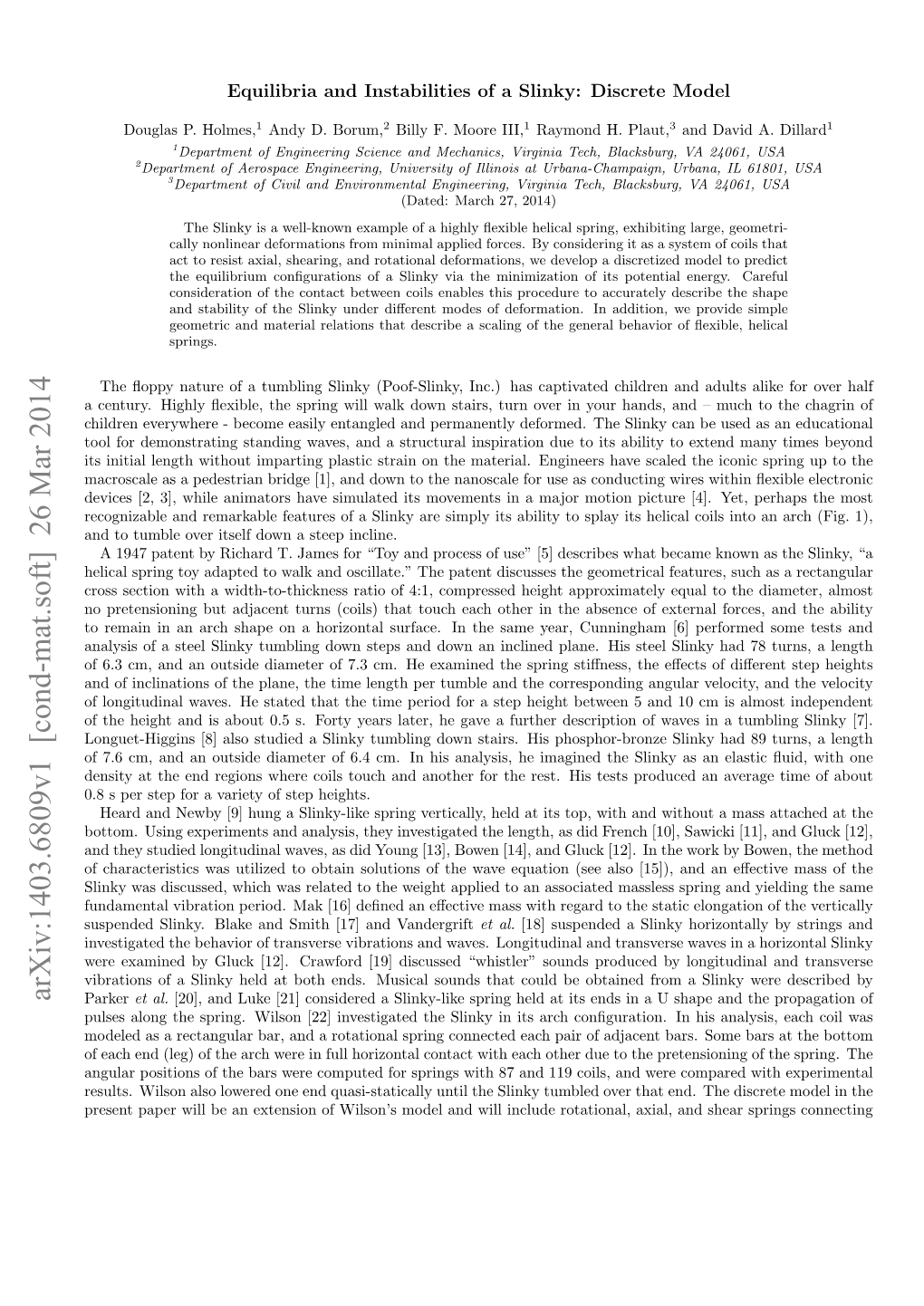 Equilibria and Instabilities of a Slinky: Discrete Model