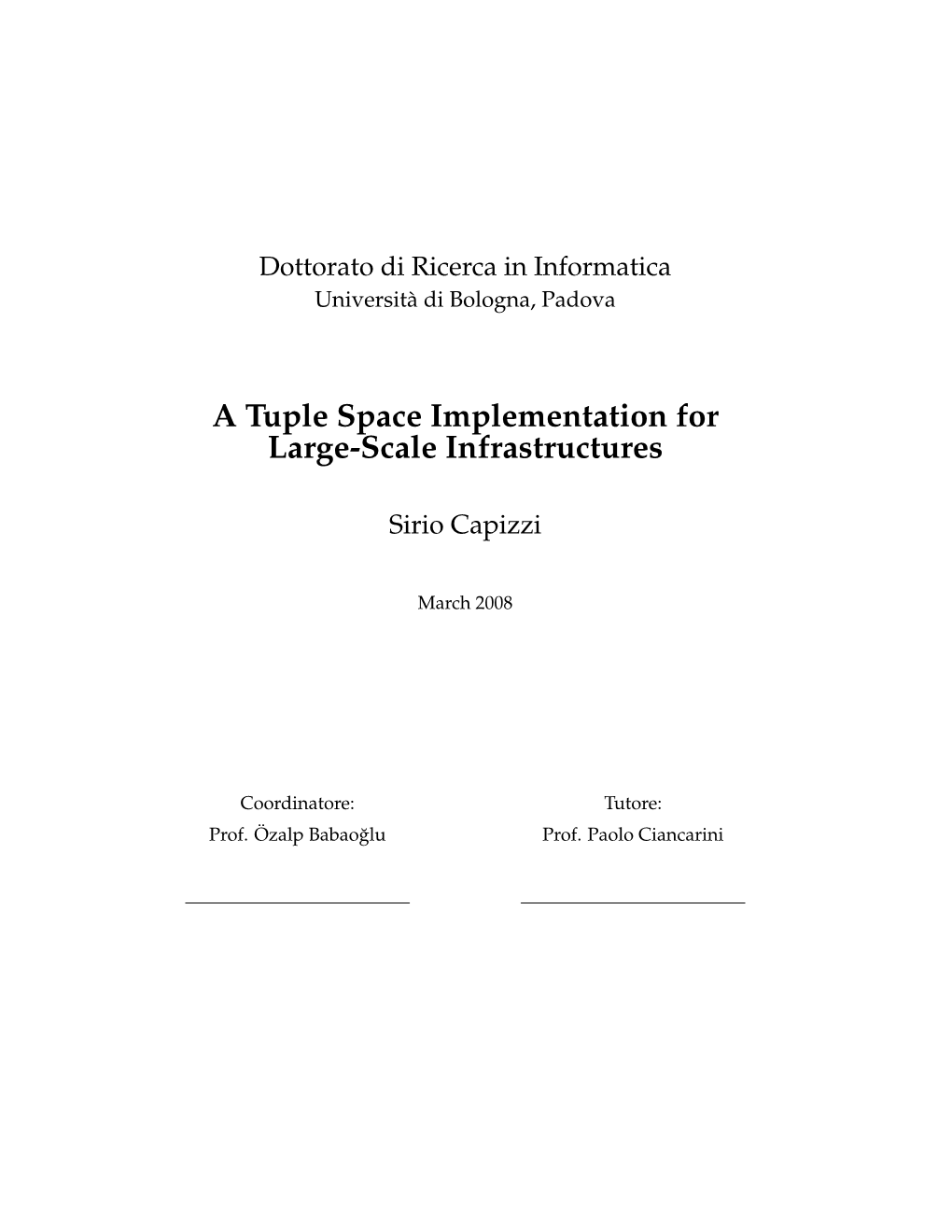 A Tuple Space Implementation for Large-Scale Infrastructures