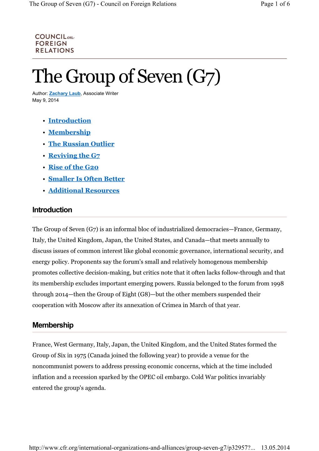 The Group of Seven (G7) - Council on Foreign Relations Page 1 of 6