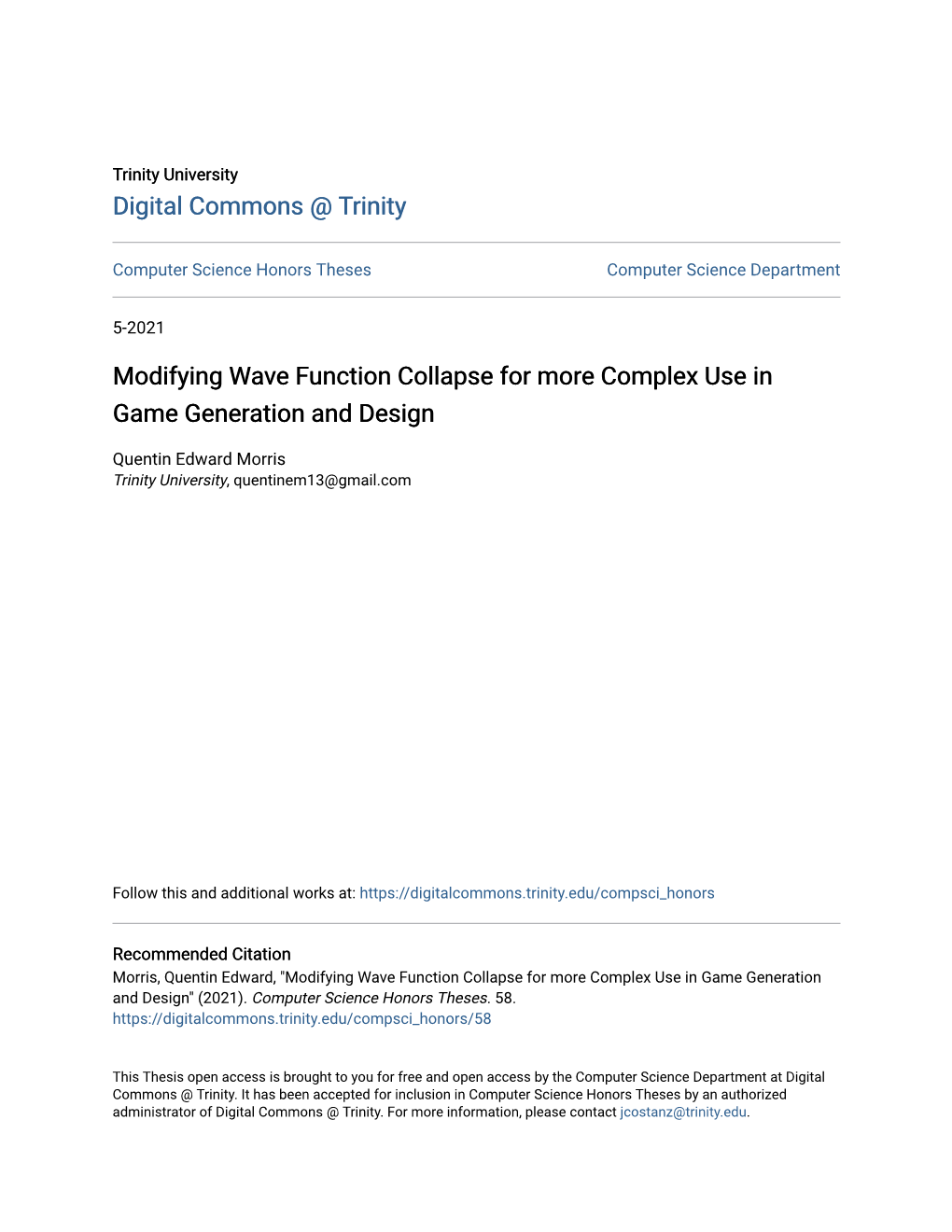 Modifying Wave Function Collapse for More Complex Use in Game Generation and Design