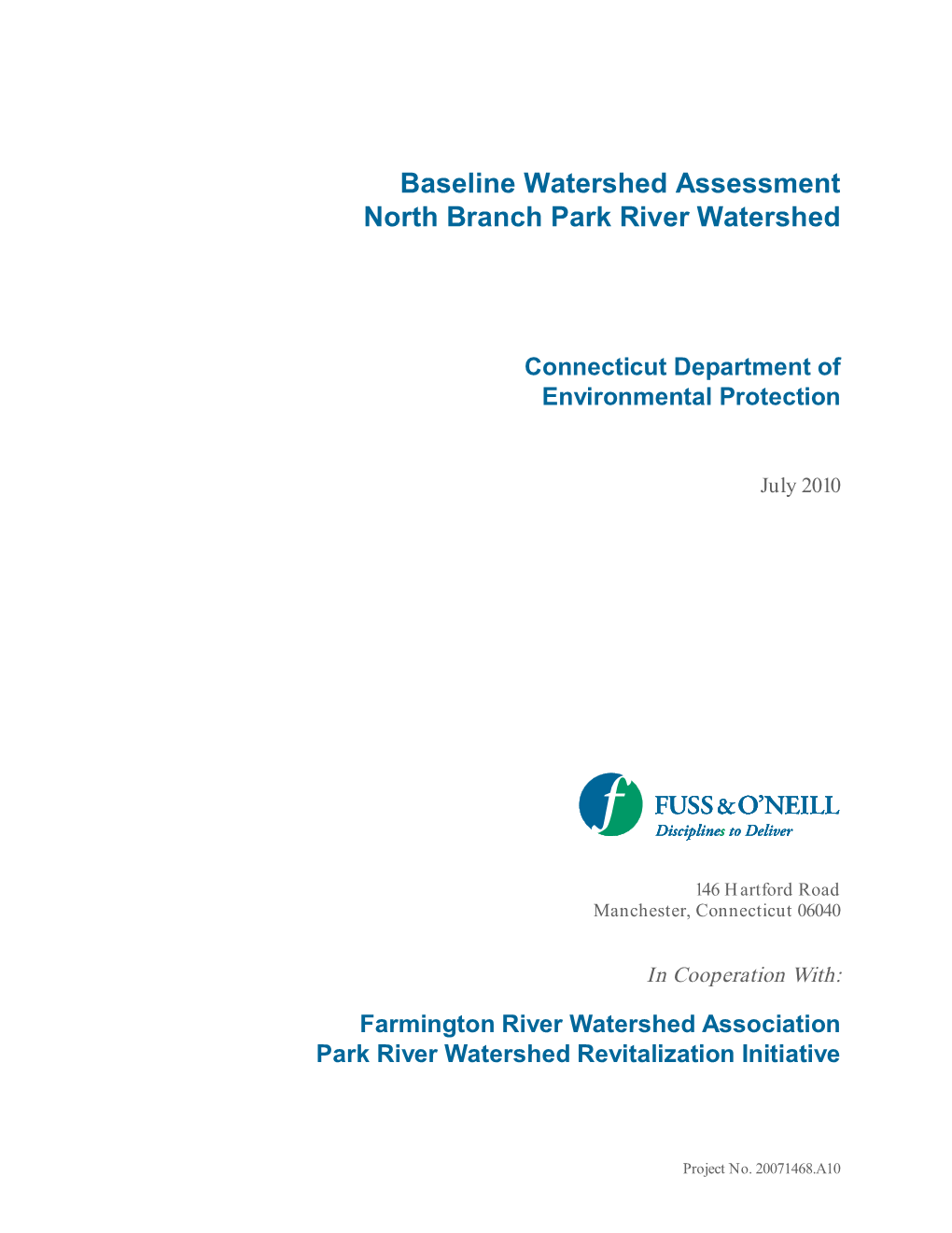 Baseline Watershed Assessment North Branch Park River Watershed