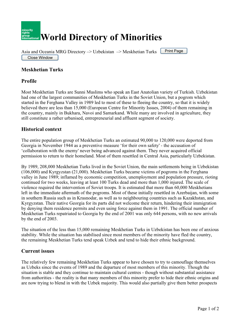 World Directory of Minorities