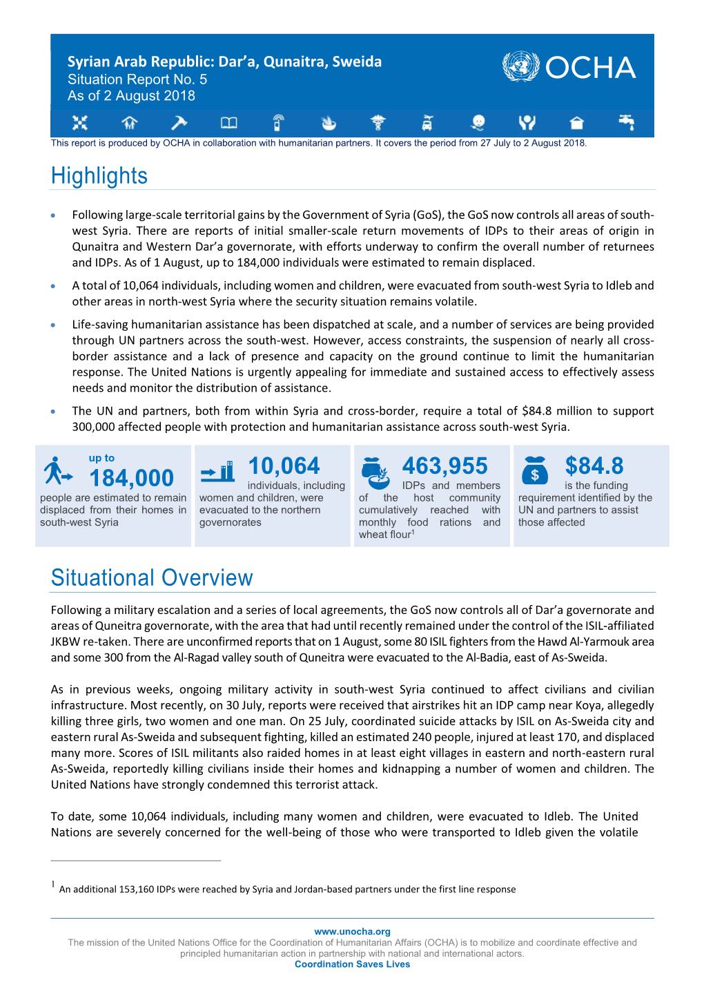 Dar'a, Qunaitra, Sweida Situation Report No.5