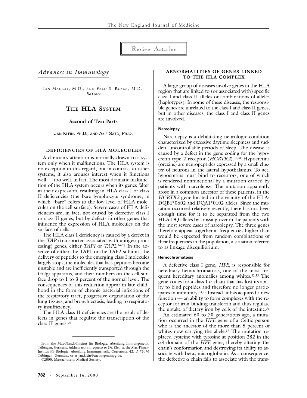 091400 the HLA System — Second of Two Parts