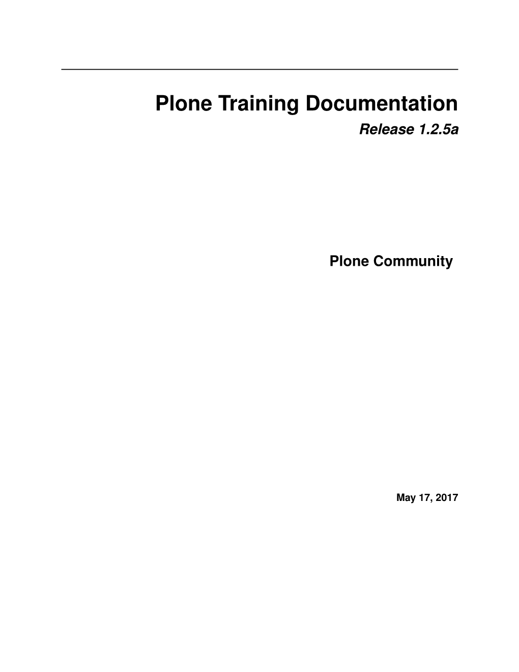 Plone Training Documentation Release 1.2.5A