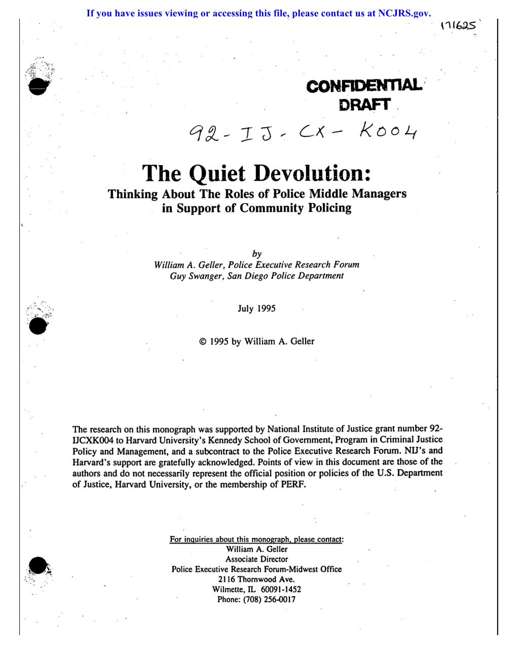 The Quiet Devolution: Thinking About the Roles of Police Middle Managers in Support of Community Policing