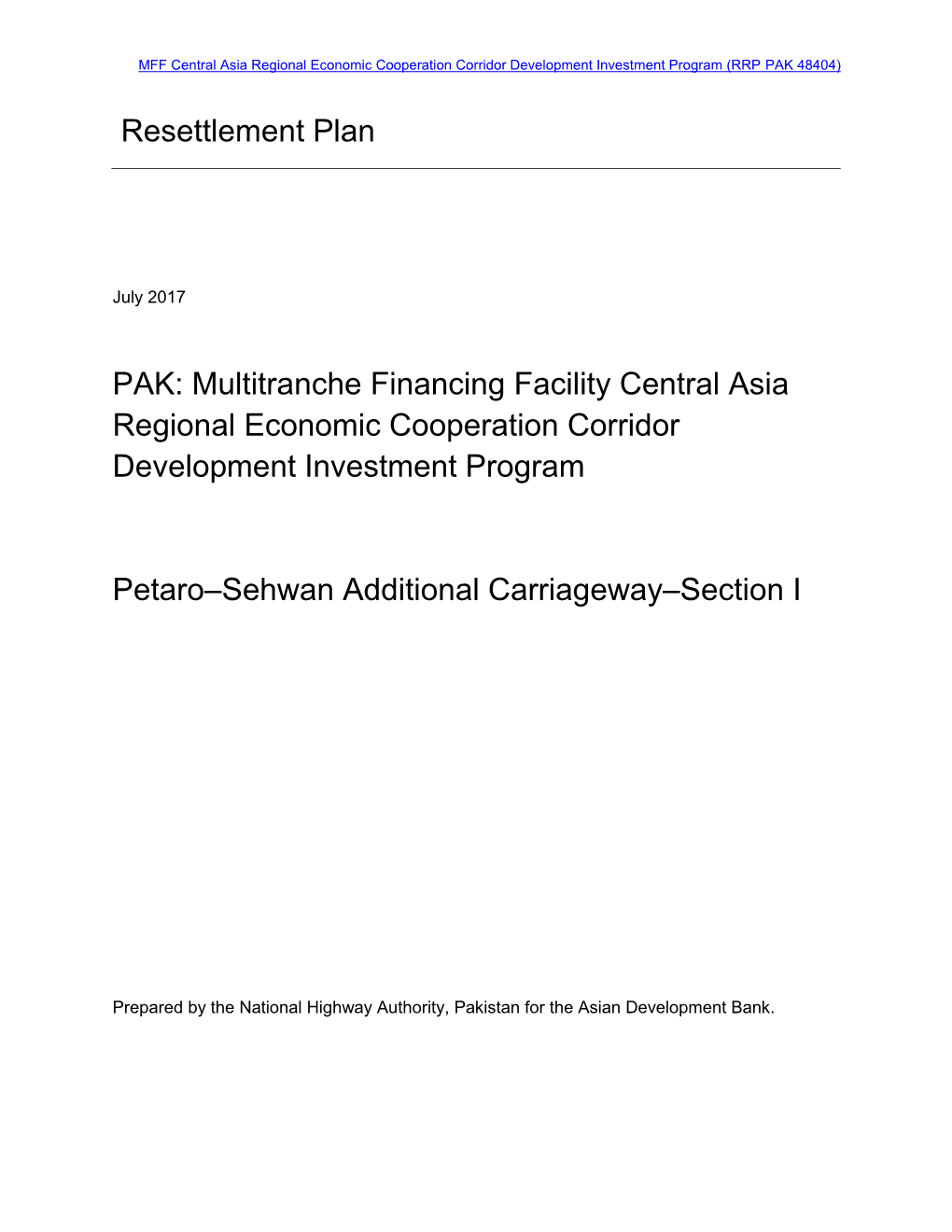 Land Acquisition and Resettlement Plan