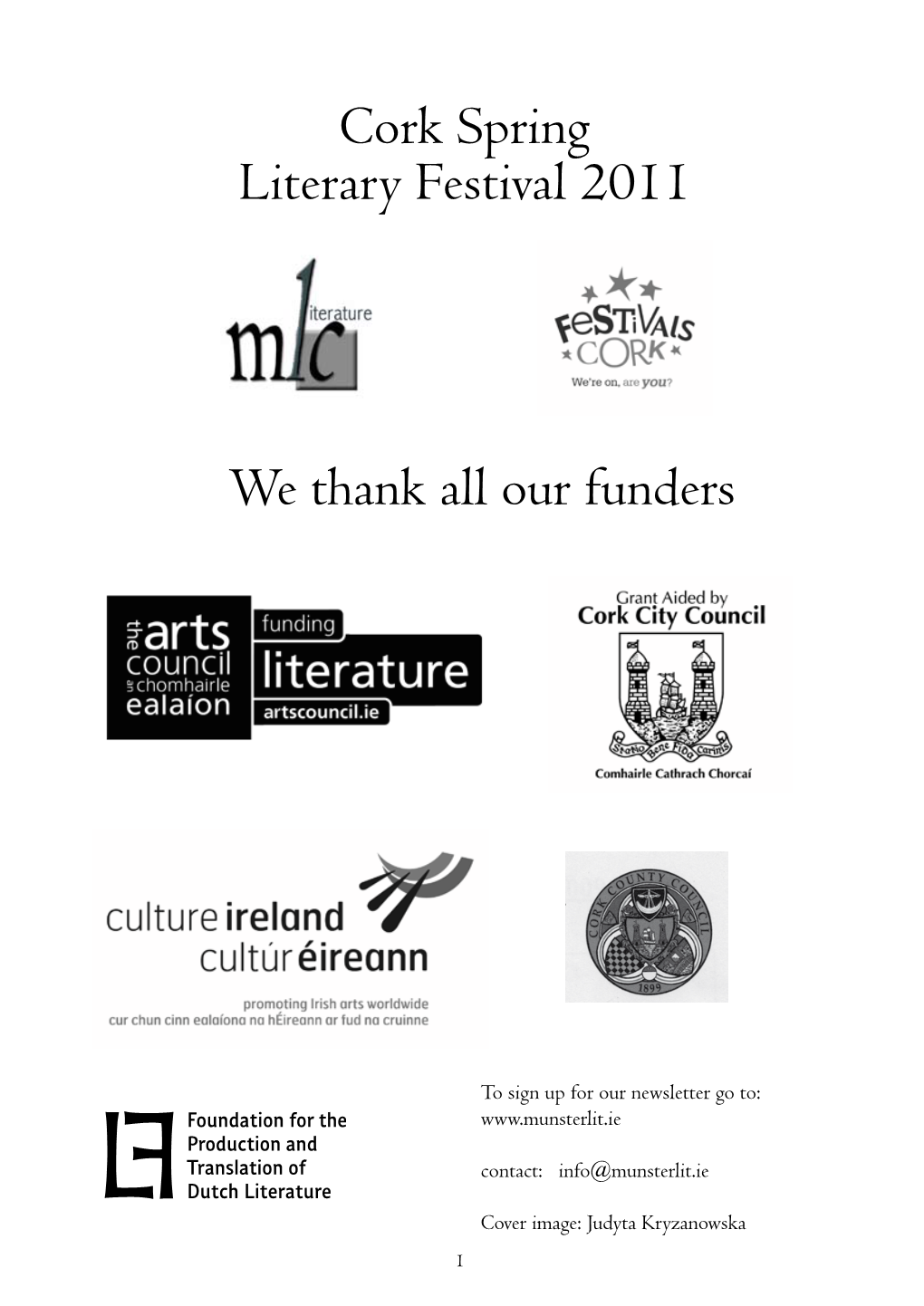 Cork Spring Literary Festival 2011 We Thank All Our Funders