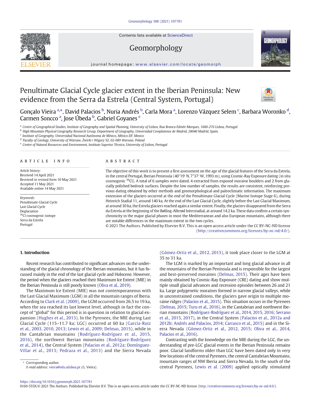 Penultimate Glacial Cycle Glacier Extent in the Iberian Peninsula: New Evidence from the Serra Da Estrela (Central System, Portugal)