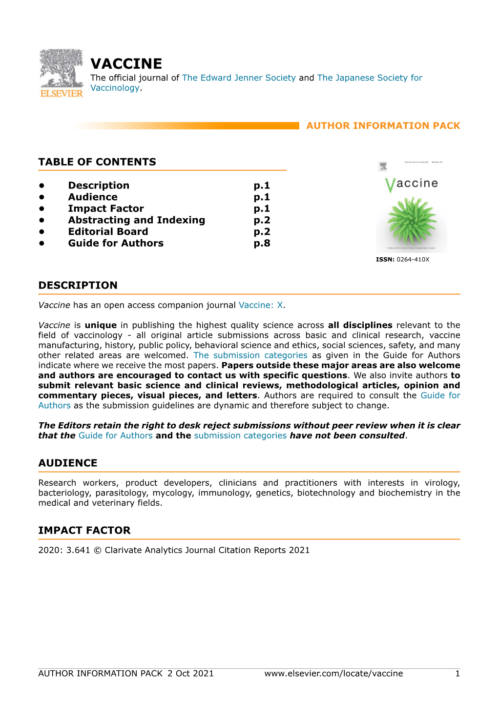 VACCINE the Official Journal of the Edward Jenner Society and the Japanese Society for Vaccinology