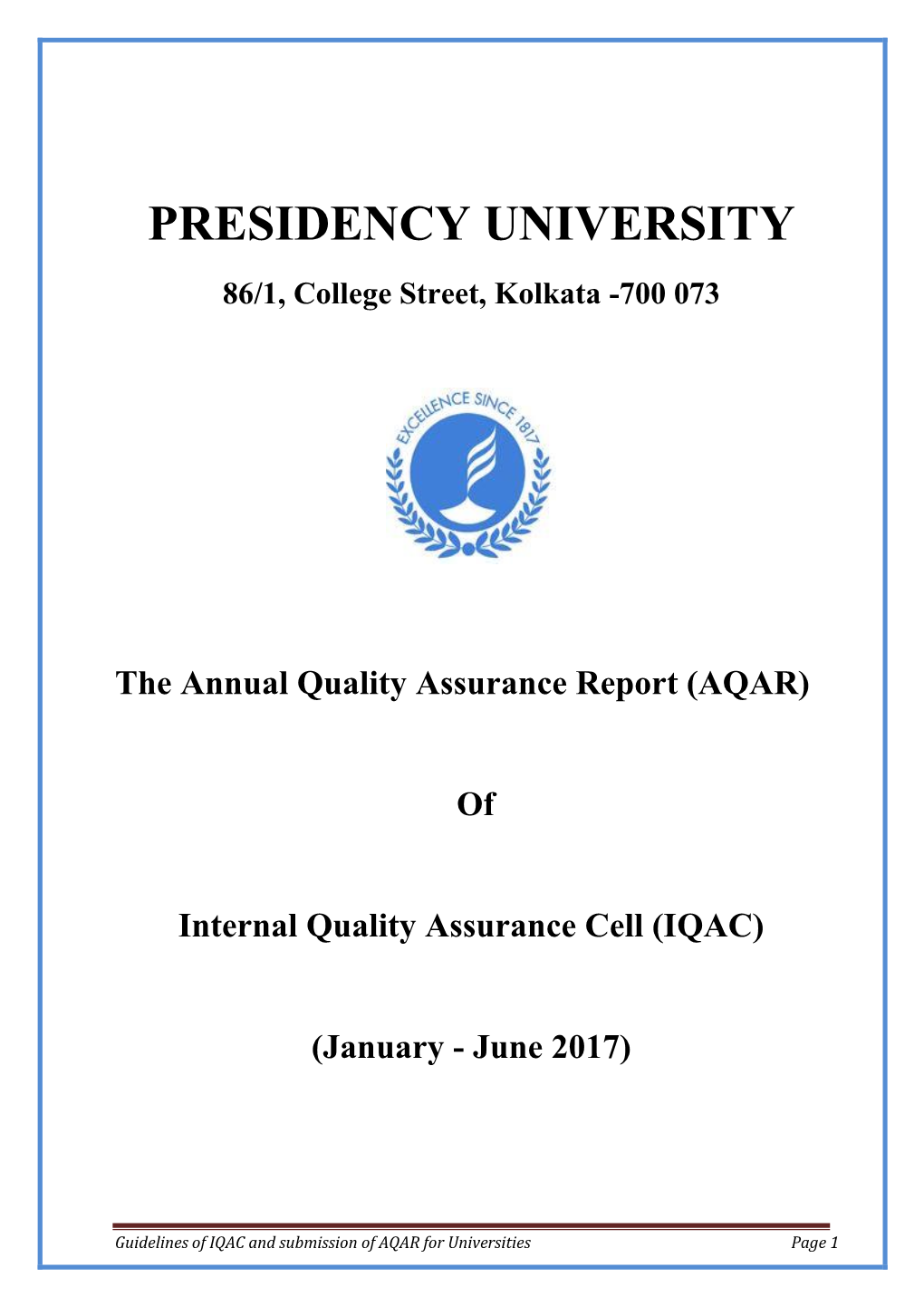 AQAR) of Internal Quality Assurance Cell (IQAC