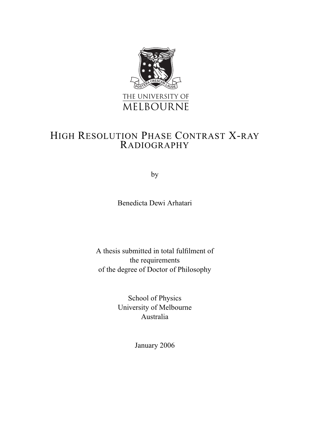 High Resolution Phase Contrast X-Ray Radiography