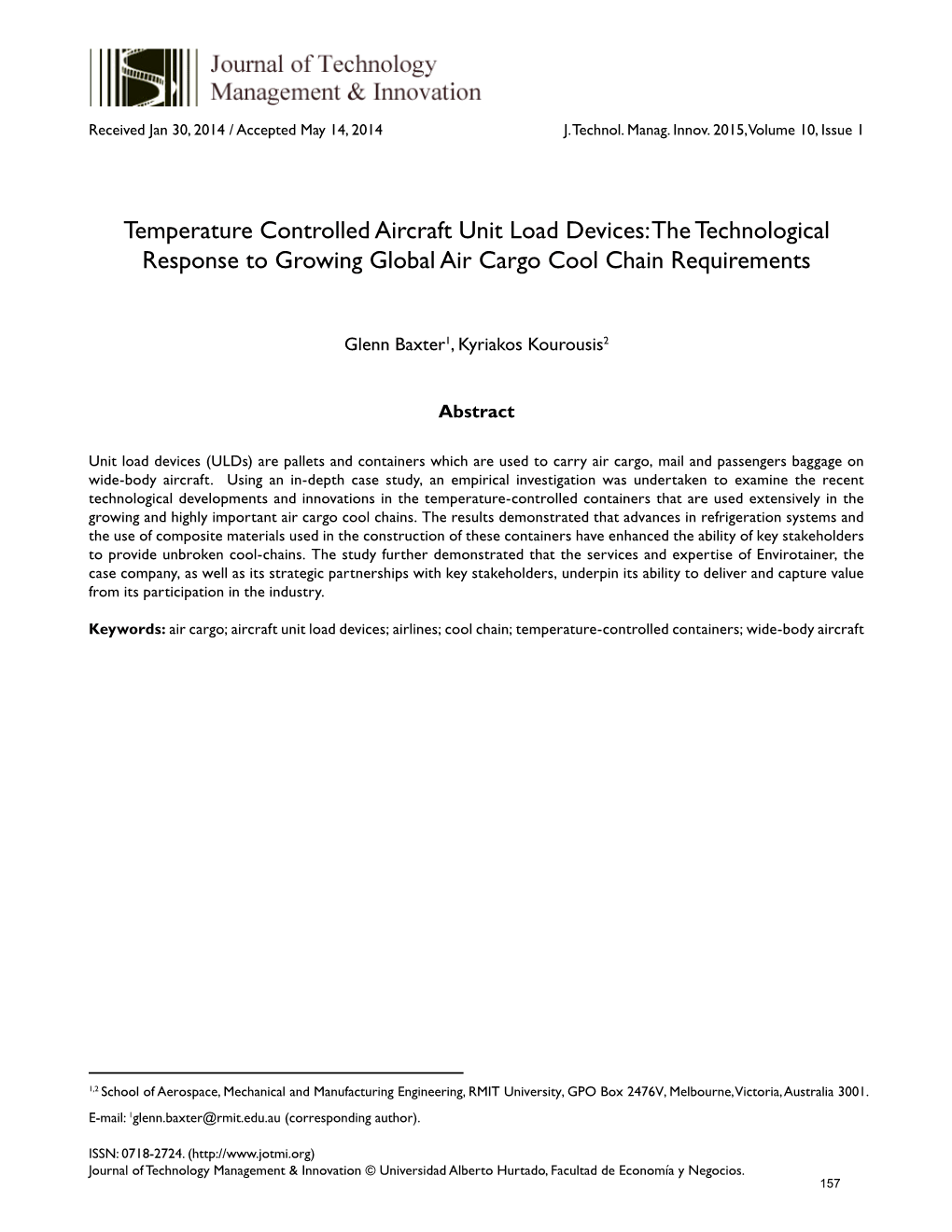 Temperature Controlled Aircraft Unit Load Devices: the Technological Response to Growing Global Air Cargo Cool Chain Requirements