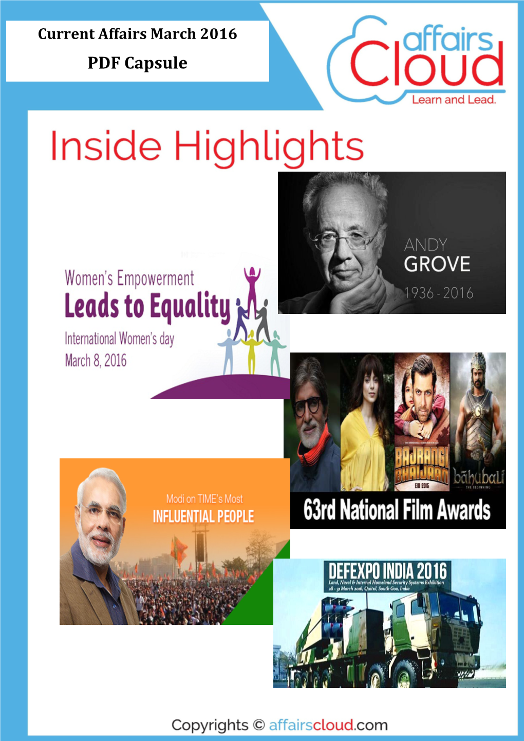 Current Affairs March 2016 PDF Capsule