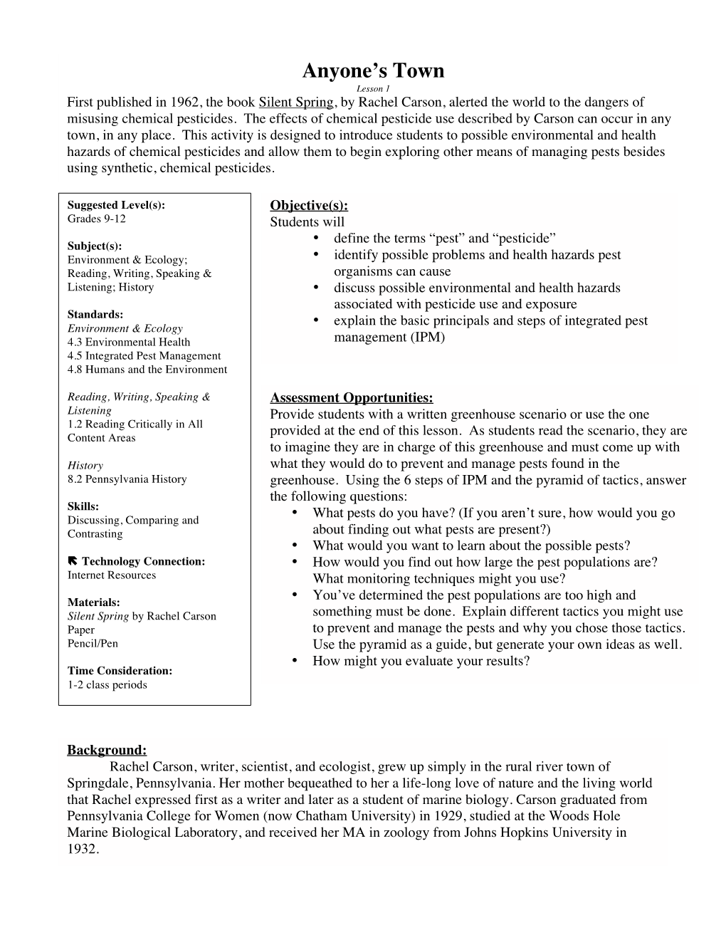 Lesson 1 Silent Spring -R