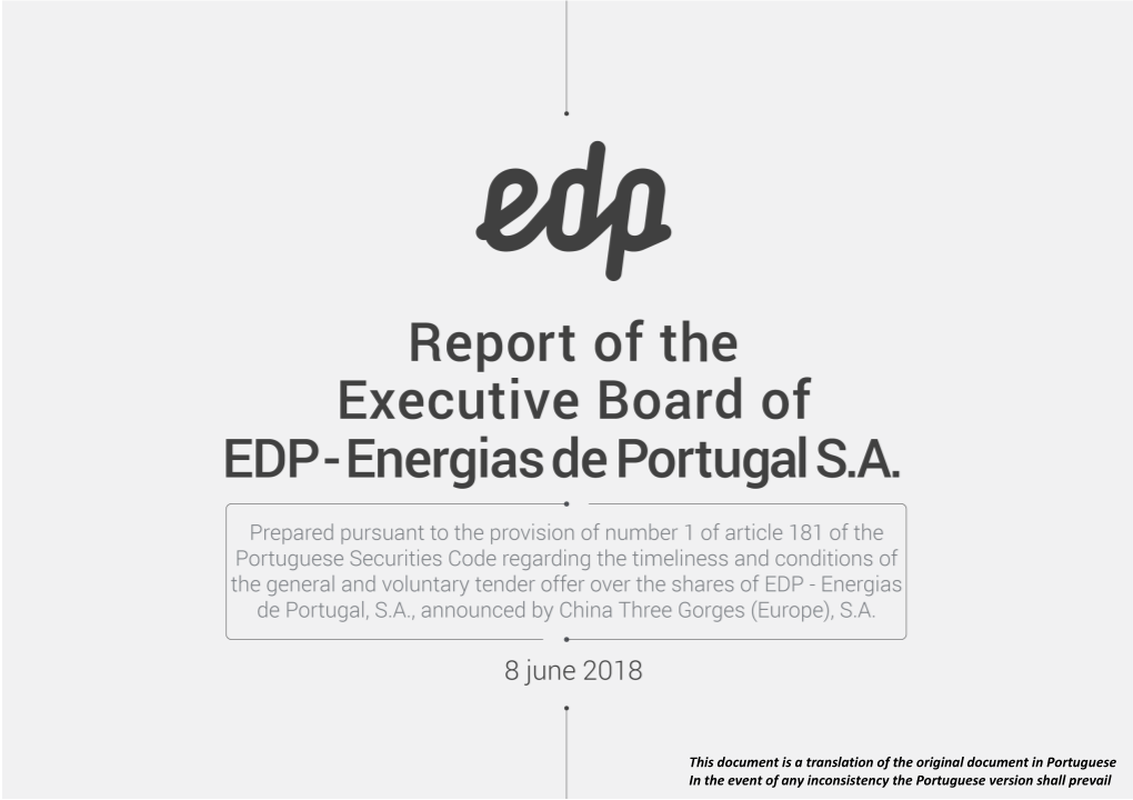 Report of the Executive Board of Directors EDP – Energias De Portugal, S.A