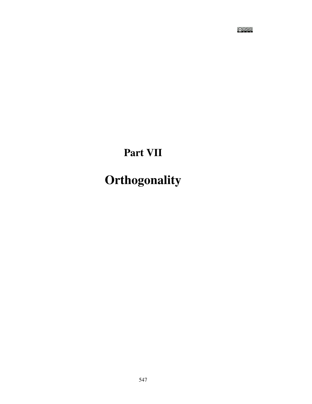 Orthogonality