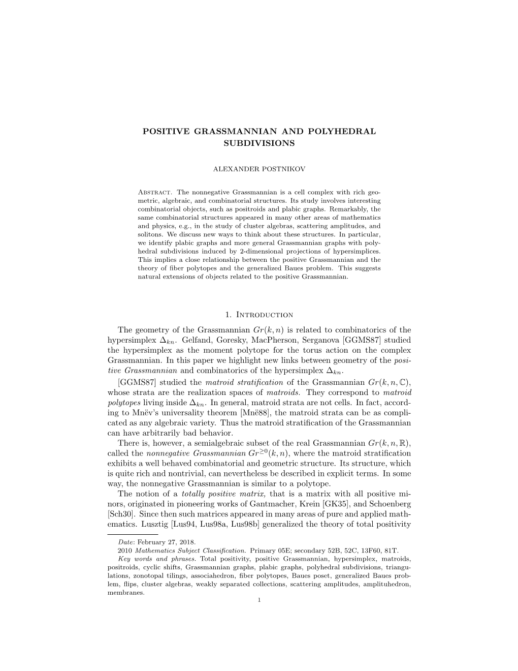 Positive Grassmannian and Polyhedral Subdivisions