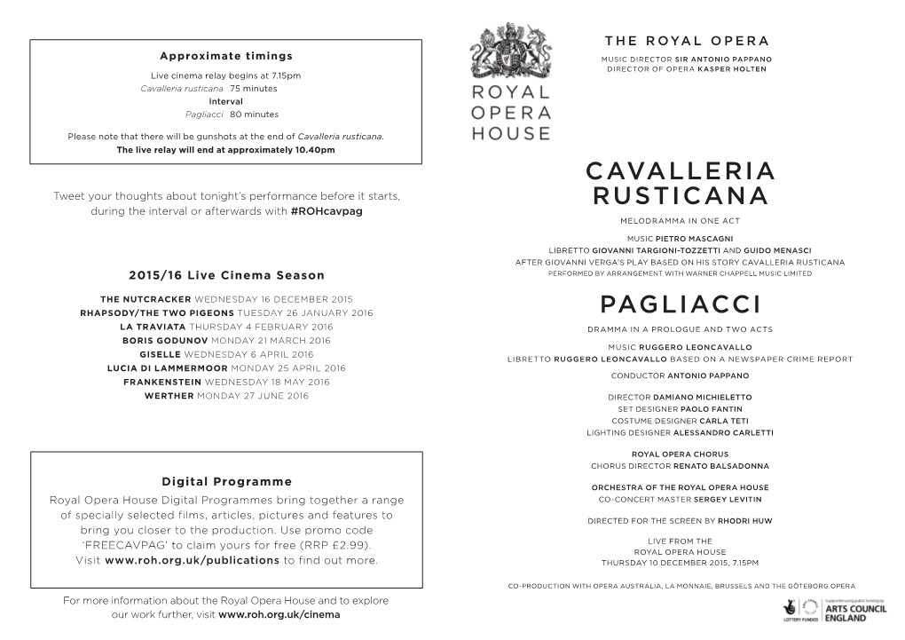 Cavalleria Rusticana Pagliacci