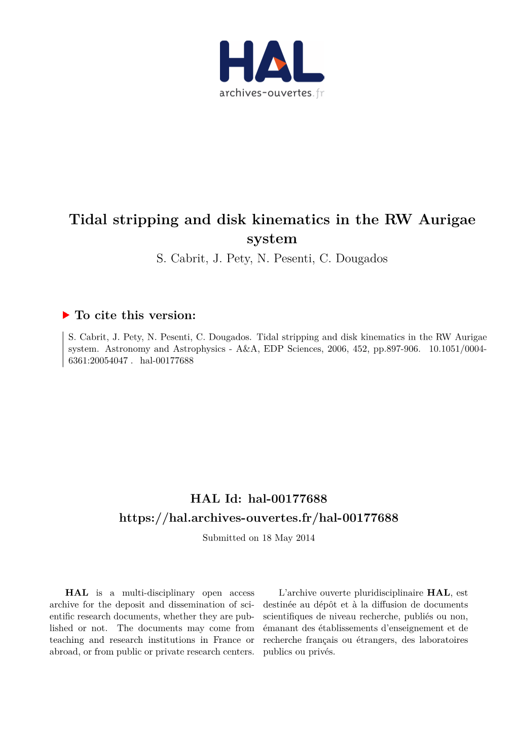 Tidal Stripping and Disk Kinematics in the RW Aurigae System S