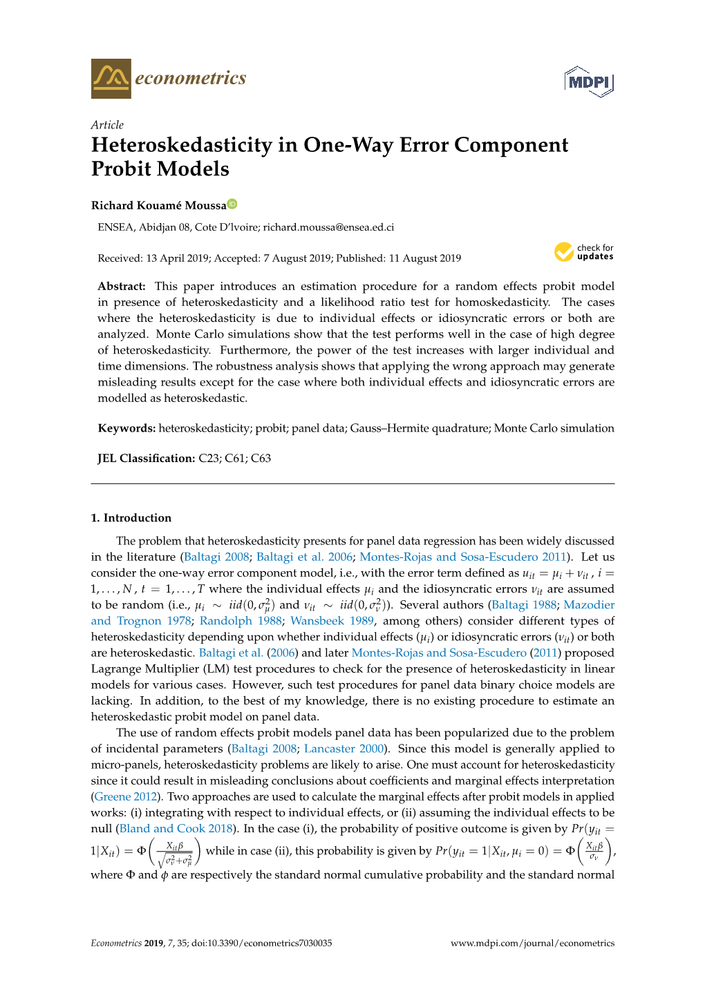 Heteroskedasticity in One-Way Error Component Probit Models