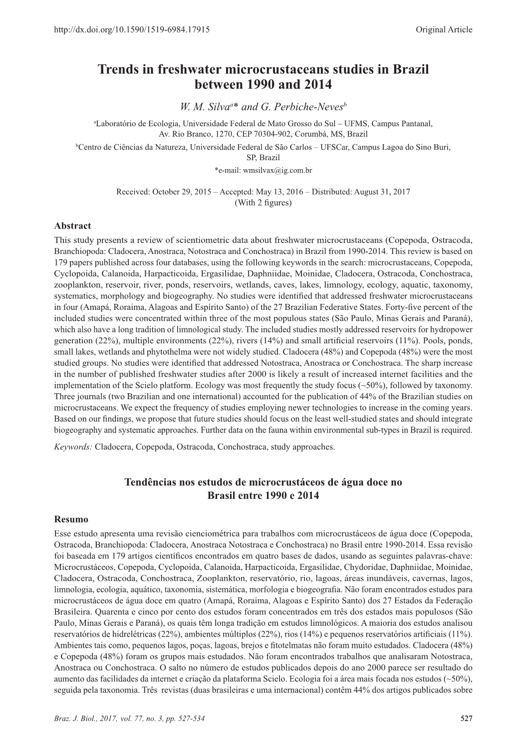 Trends in Freshwater Microcrustaceans Studies in Brazil Between 1990 and 2014 W